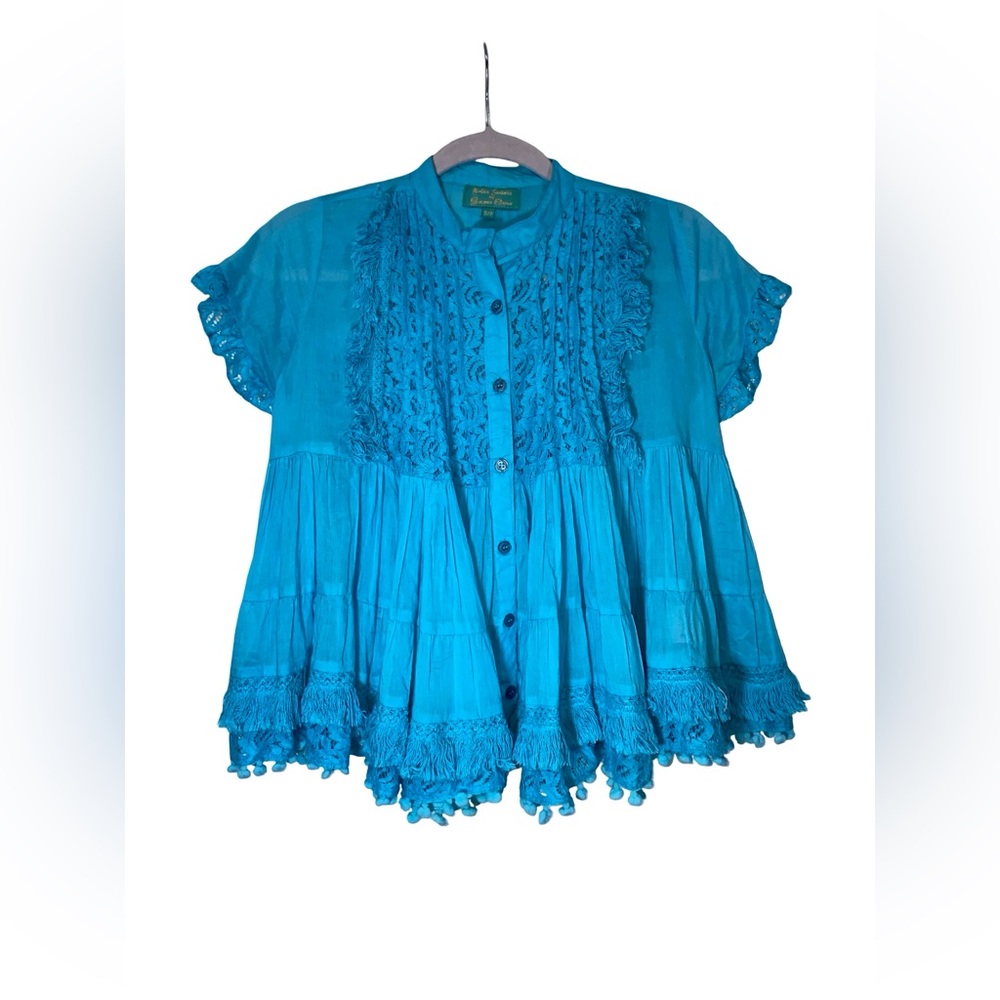 Antica Sartoria by Giacomo Cinque Embroidered Boho Top – Size Small